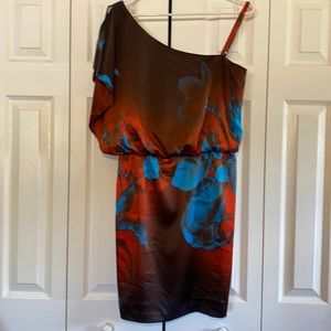 Jessica Simpson One Shoulder Silky Blouson Floral Dress Sz 8